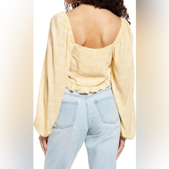 BP Yellow Floral Print Sweetheart Neck Crop Top NWT - Picture 5 of 8
